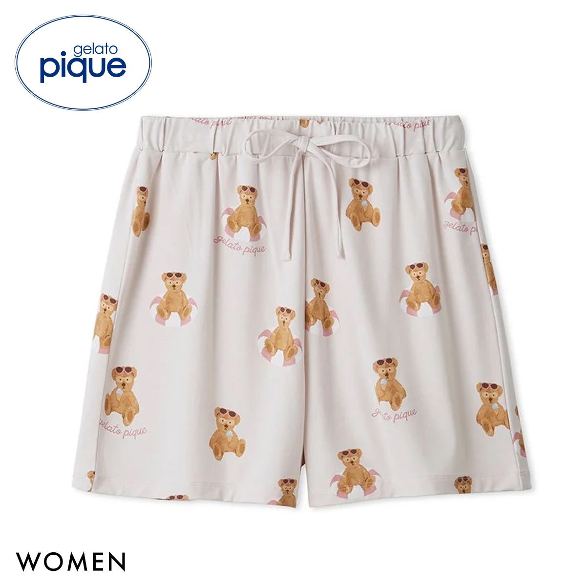 ジェラートピケ レディース 接触冷感 サマーベア柄ショートパンツ ジェラピケ パジャマ ルームウェア gelato pique(PI-ピンク-Free)