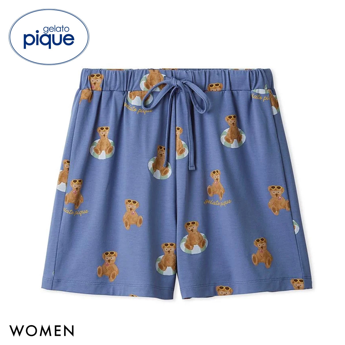 ジェラートピケ レディース 接触冷感 サマーベア柄ショートパンツ ジェラピケ パジャマ ルームウェア gelato pique(NV-ネイビー-Free)