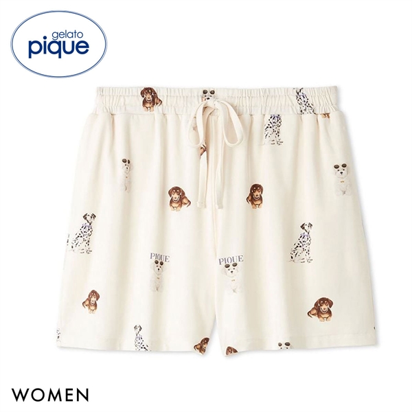 ジェラートピケ レディース 接触冷感 ファッションCATS&DOGS柄ショートパンツ ジェラピケ ルームウェア gelato pique