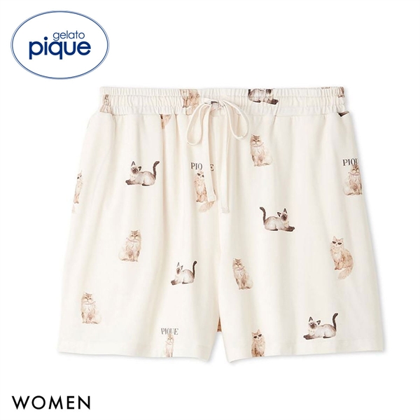 ジェラートピケ レディース 接触冷感 ファッションCATS&DOGS柄ショートパンツ ジェラピケ ルームウェア gelato pique