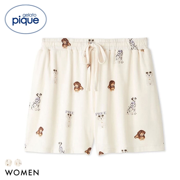 ジェラートピケ レディース 接触冷感 ファッションCATS&DOGS柄ショートパンツ ジェラピケ ルームウェア gelato pique