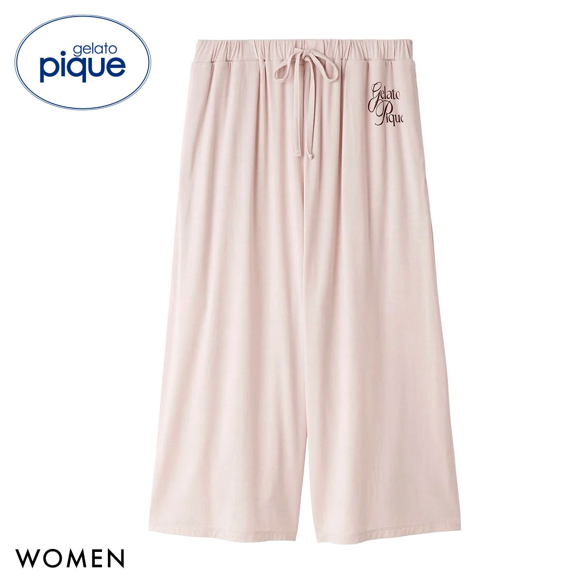 ジェラートピケ レディース 母の日 IFMC. 接触冷感 レーヨンロゴ7分丈パンツ ジェラピケ パジャマ ルームウェア gelato pique(PI-ピンク-Free)