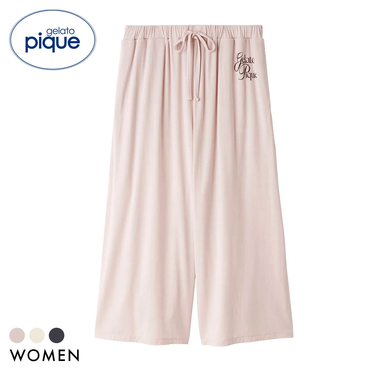 ジェラートピケ レディース 母の日 IFMC. 接触冷感 レーヨンロゴ7分丈パンツ ジェラピケ パジャマ ルームウェア gelato pique