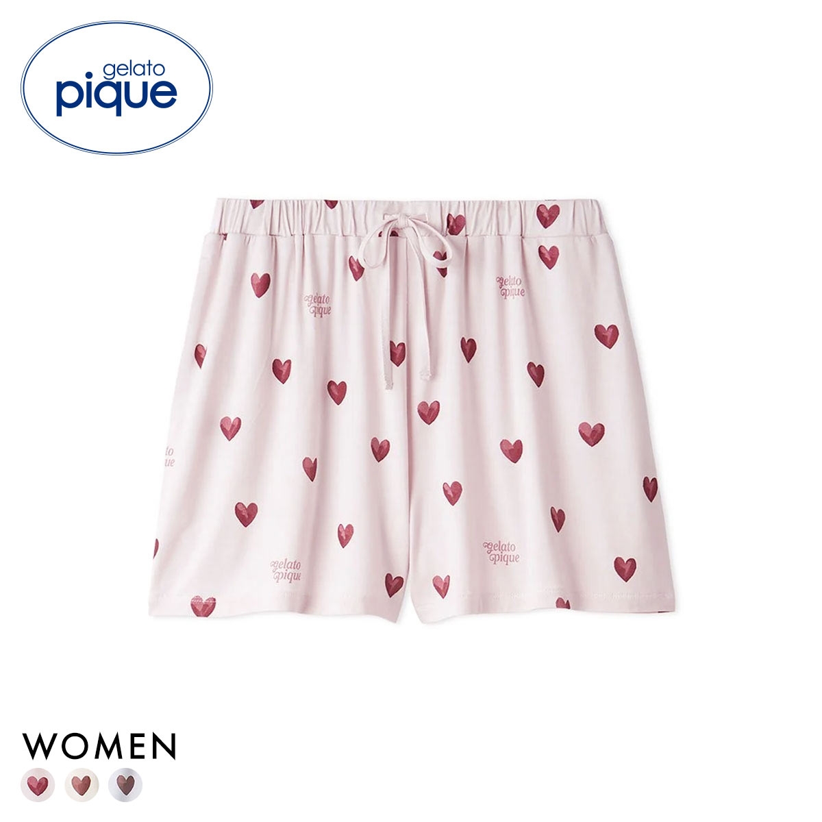 ジェラートピケ レディース 接触冷感 ハート柄ショートパンツ ジェラピケ パジャマ ルームウェア gelato pique(PI-ピンク-Free)