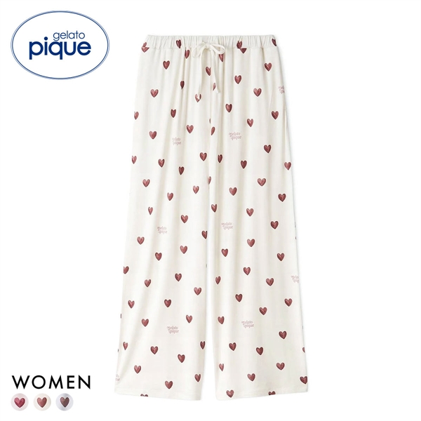 ジェラートピケ レディース 接触冷感 ハート柄ロングパンツ ジェラピケ パジャマ ルームウェア gelato pique