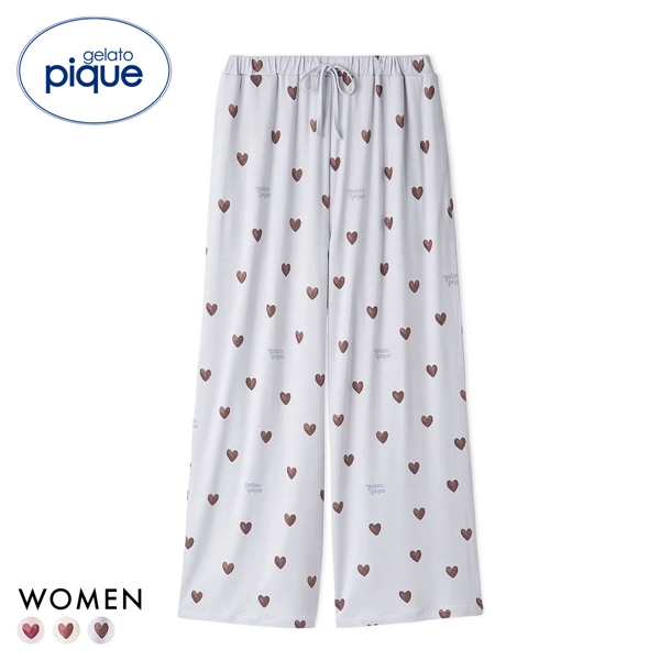 ジェラートピケ レディース 接触冷感 ハート柄ロングパンツ ジェラピケ パジャマ ルームウェア gelato pique