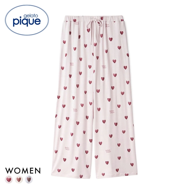 ジェラートピケ レディース 接触冷感 ハート柄ロングパンツ ジェラピケ パジャマ ルームウェア gelato pique