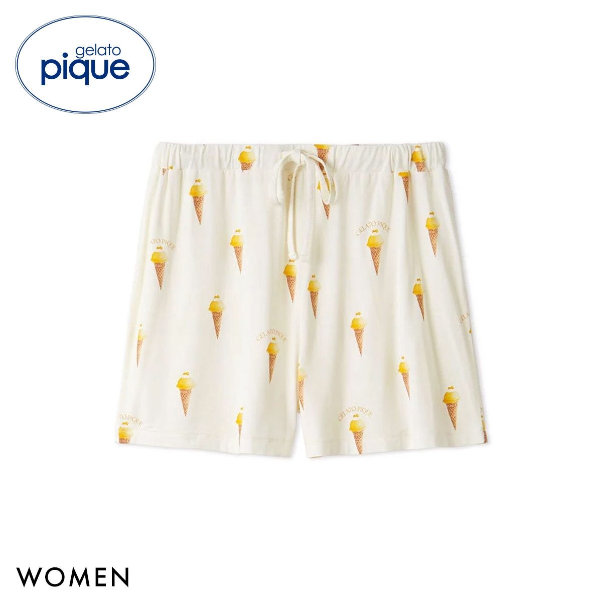 ジェラートピケ レディース 接触冷感 ソルベ柄ショートパンツ ジェラピケ パジャマ ルームウェア gelato pique(YE-イエロー-Free)
