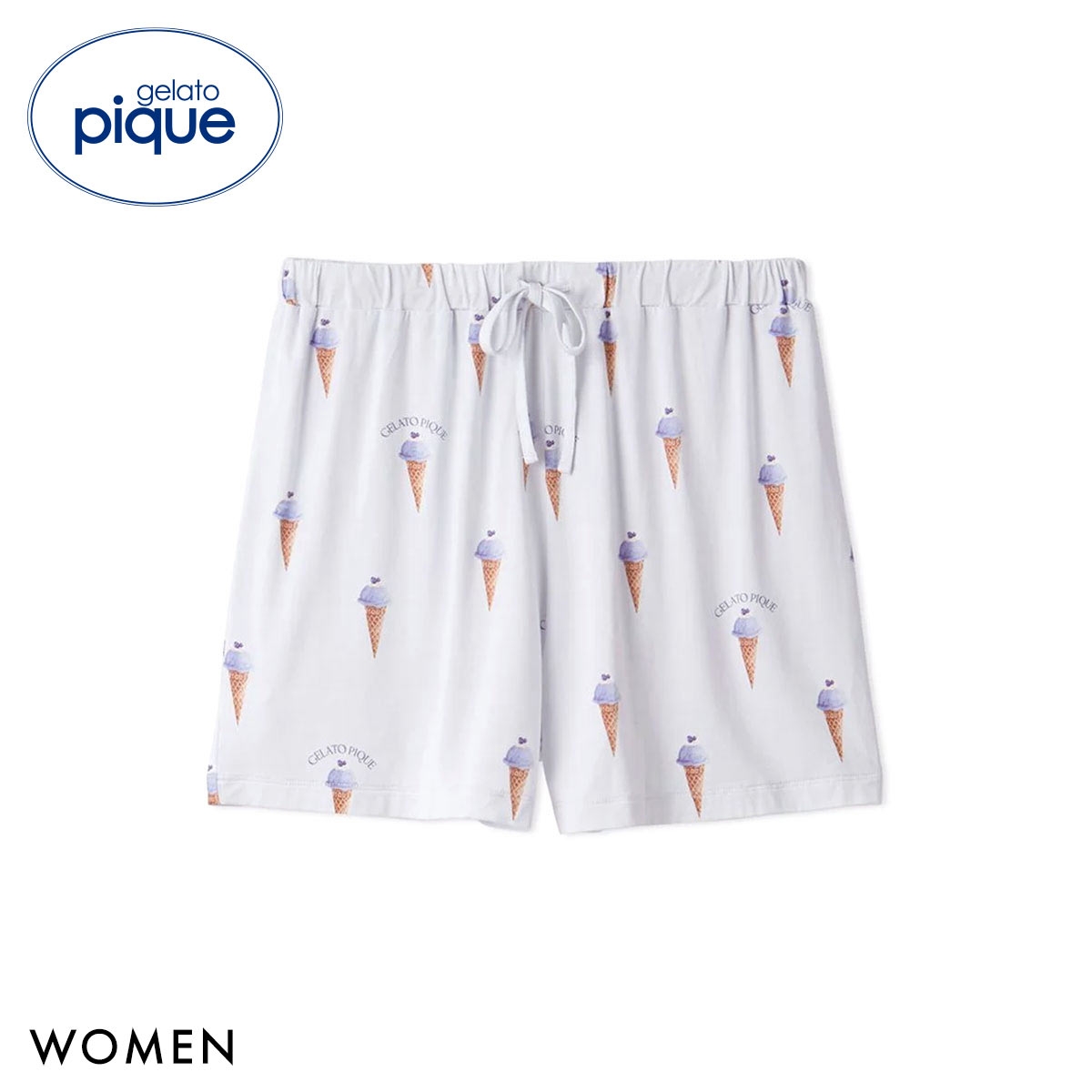 ジェラートピケ レディース 接触冷感 ソルベ柄ショートパンツ ジェラピケ パジャマ ルームウェア gelato pique(BU-ブルー-Free)