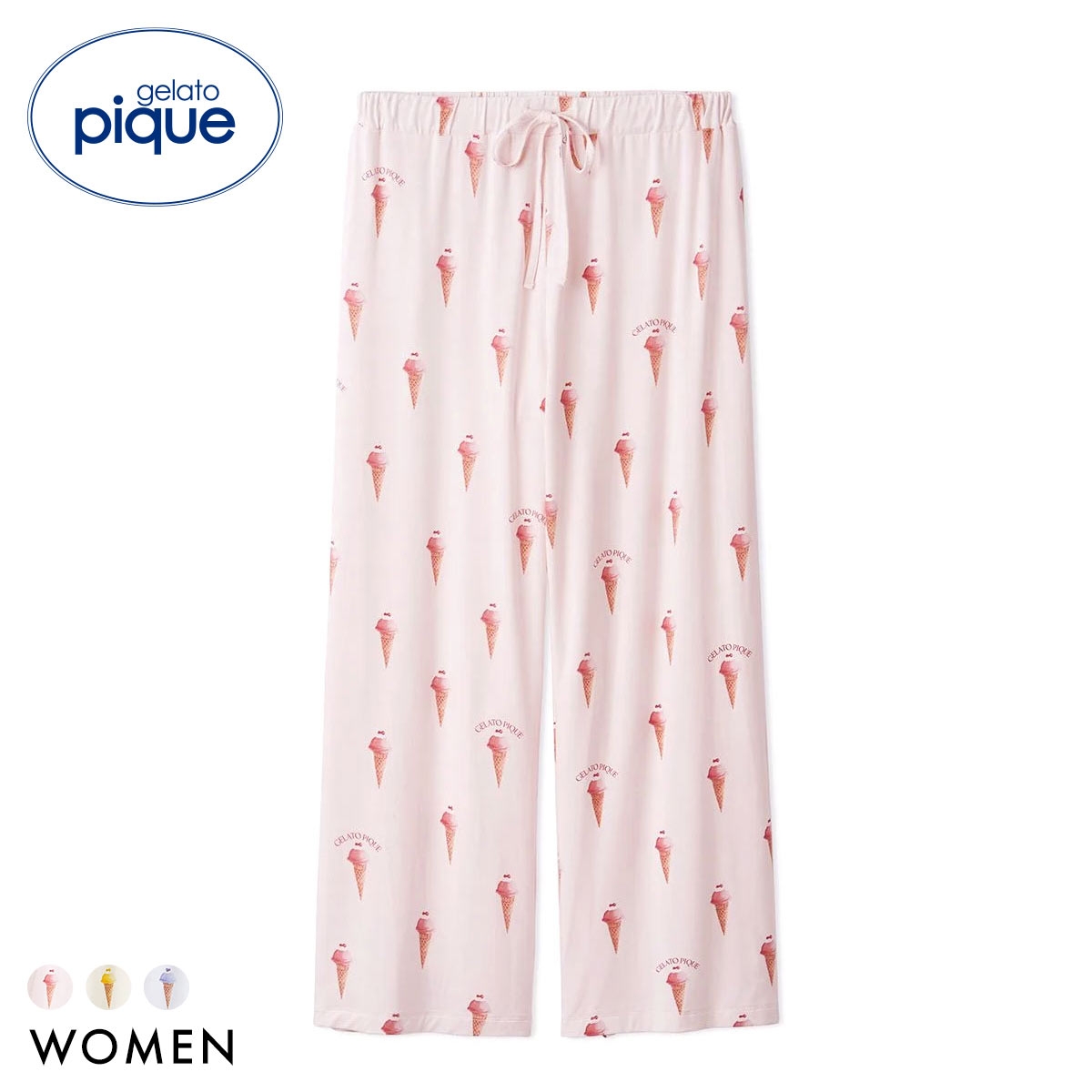 ジェラートピケ レディース 接触冷感 ソルベ柄ロングパンツ ジェラピケ パジャマ ルームウェア gelato pique