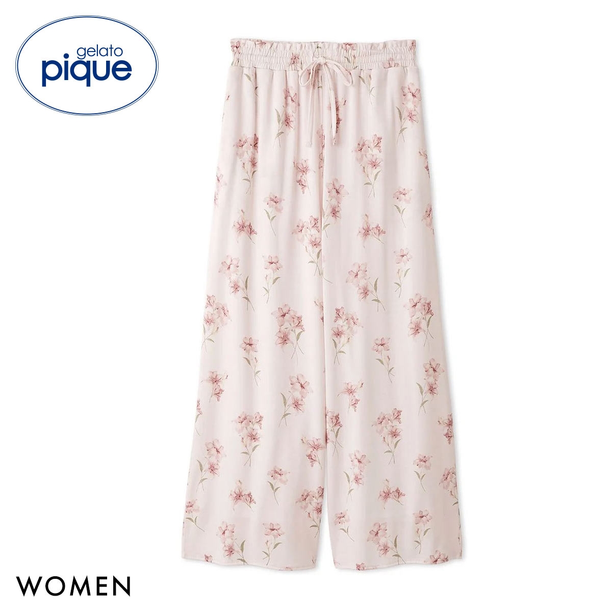 ジェラートピケ レディース 母の日 フラワー柄ロングパンツ ジェラピケ パジャマ ルームウェア gelato pique(PI-ピンク-Free)