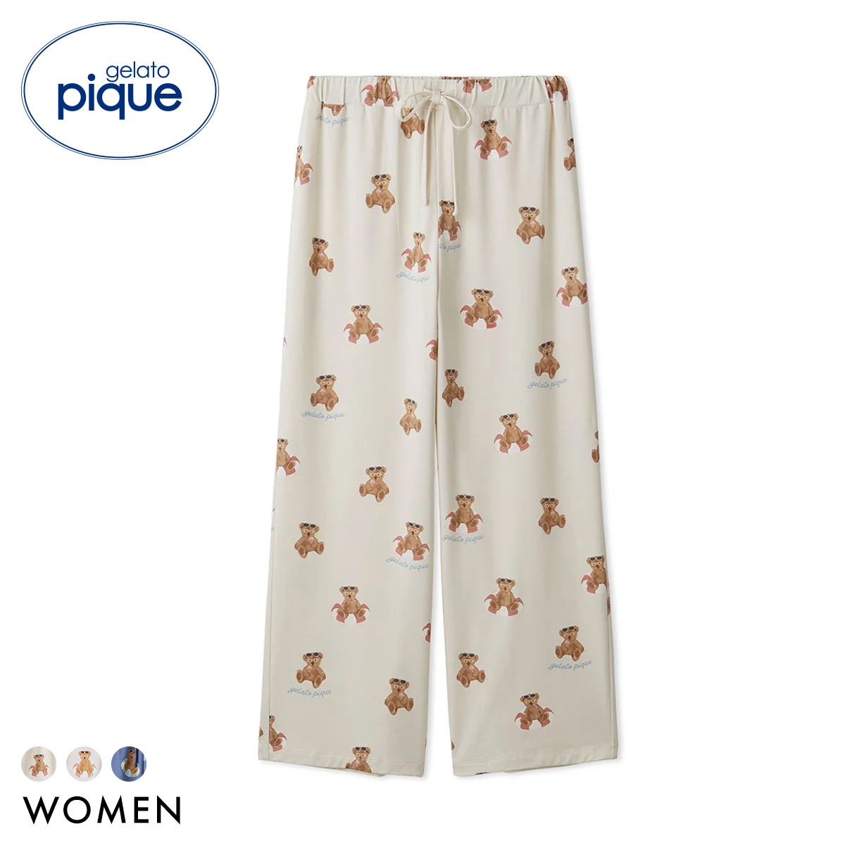 ジェラートピケ レディース 接触冷感 サマーベア柄ロングパンツ ジェラピケ パジャマ ルームウェア gelato pique