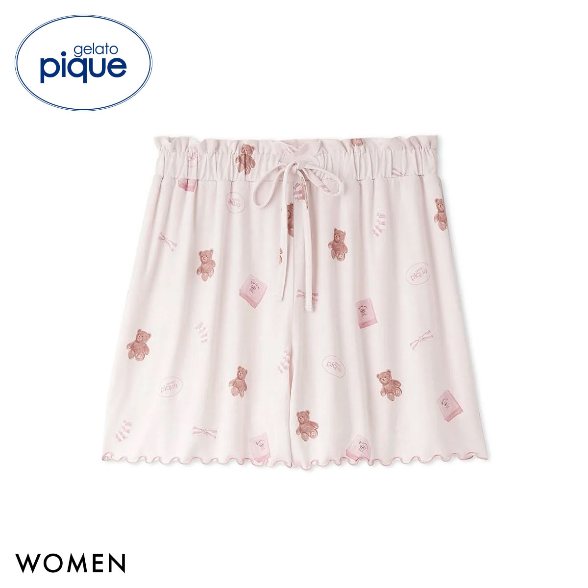 ジェラートピケ レディース ピケモチーフ柄ショートパンツ ジェラピケ パジャマ ルームウェア gelato pique(PI-ピンク-Free)