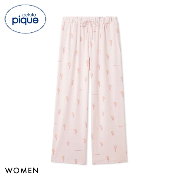 ジェラートピケ レディース IFMC. 総柄ロングパンツ ジェラピケ パジャマ ルームウェア gelato pique