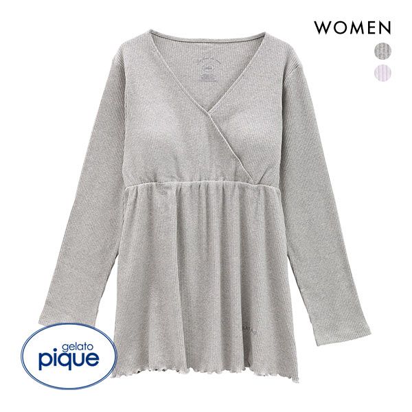 ジェラートピケ gelato pique レディース マタニティリブプルオーバー ジェラピケ パジャマ ルームウェア カップ付き