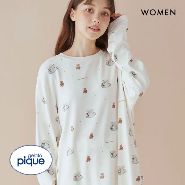 ジェラートピケ レディース HOLIDAY ベアケーキ柄 プルオーバー ジェラピケ パジャマ ルームウェア gelato pique