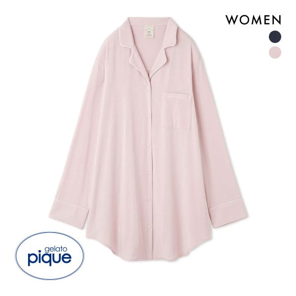 ジェラートピケ gelato pique レディース パイピングロングシャツ ジェラピケ パジャマ ルームウェア