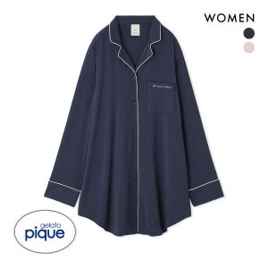 ジェラートピケ gelato pique レディース パイピングロングシャツ ジェラピケ パジャマ ルームウェア