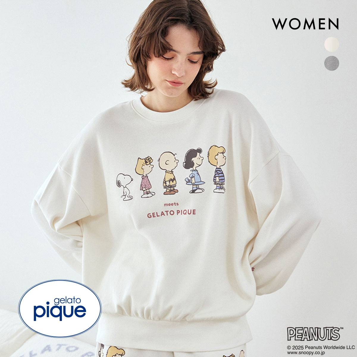 PEANUTS × GELATO PIQUE パジャマ ジェラートピケ レディース ピーナッツ 裏毛プルオーバー
