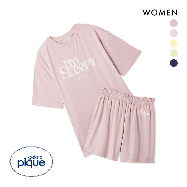 ジェラートピケ レディース カラフルレーヨンロゴBIGTシャツ&ショートパンツセット ジェラピケ パジャマ ルームウェア gelato pique