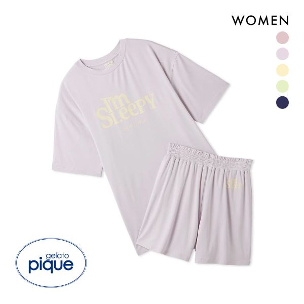 ジェラートピケ レディース カラフルレーヨンロゴBIGTシャツ&ショートパンツセット ジェラピケ パジャマ ルームウェア gelato pique