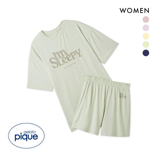 ジェラートピケ レディース カラフルレーヨンロゴBIGTシャツ&ショートパンツセット ジェラピケ パジャマ ルームウェア gelato pique