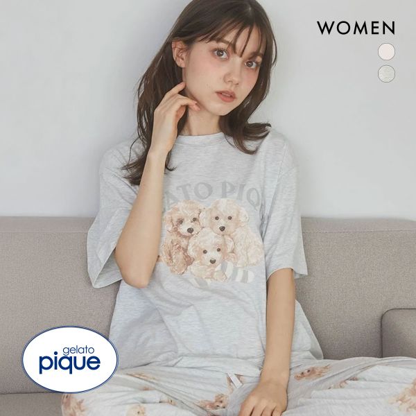 ジェラートピケ レディース トイプードルワンポイントTシャツ ジェラピケ パジャマ ルームウェア gelato pique