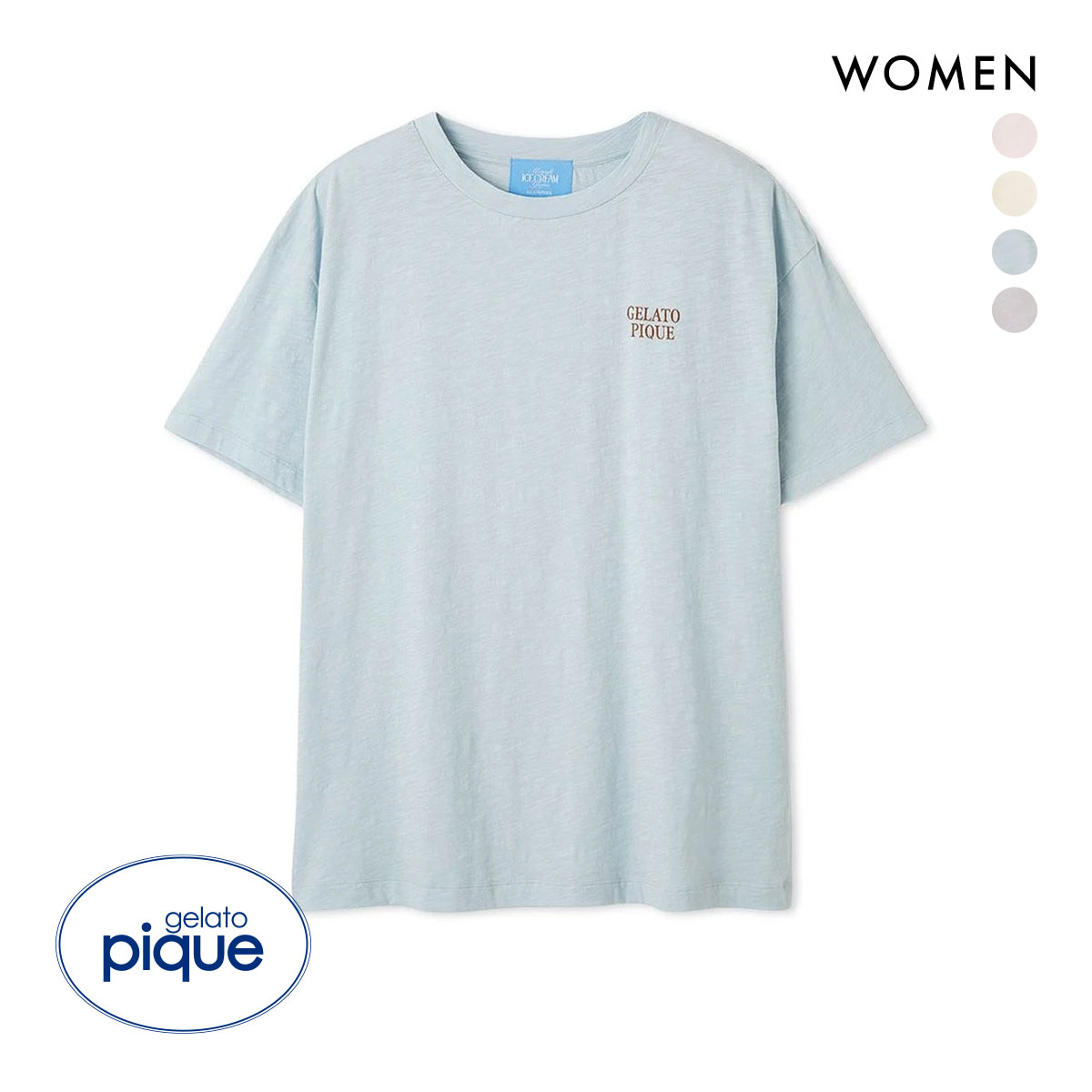 ジェラートピケ レディース COOL COLLECTION 接触冷感 ICEワンポイントビッグTシャツ ジェラピケ パジャマ gelato pique(BU-ブルー-Free)