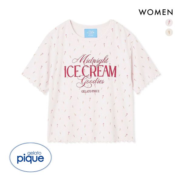 ジェラートピケ レディース 接触冷感 アイス柄ワッフルプルオーバー ジェラピケ パジャマ ルームウェア gelato pique