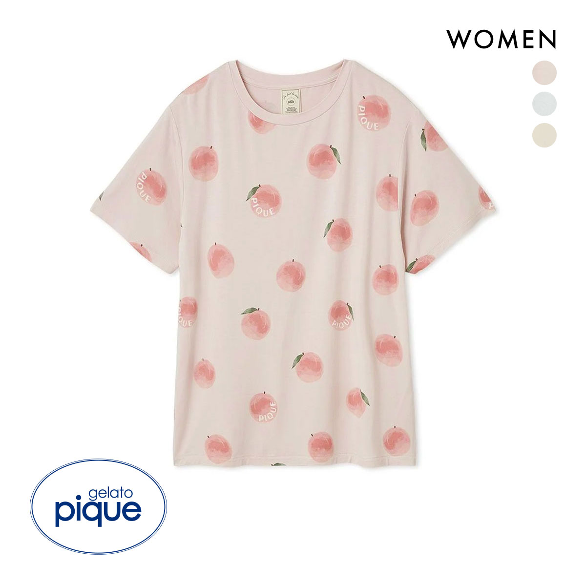 ジェラートピケ レディース 接触冷感 フルーツ柄Tシャツ ジェラピケ パジャマ ルームウェア gelato pique(PE-ピーチ-Free)