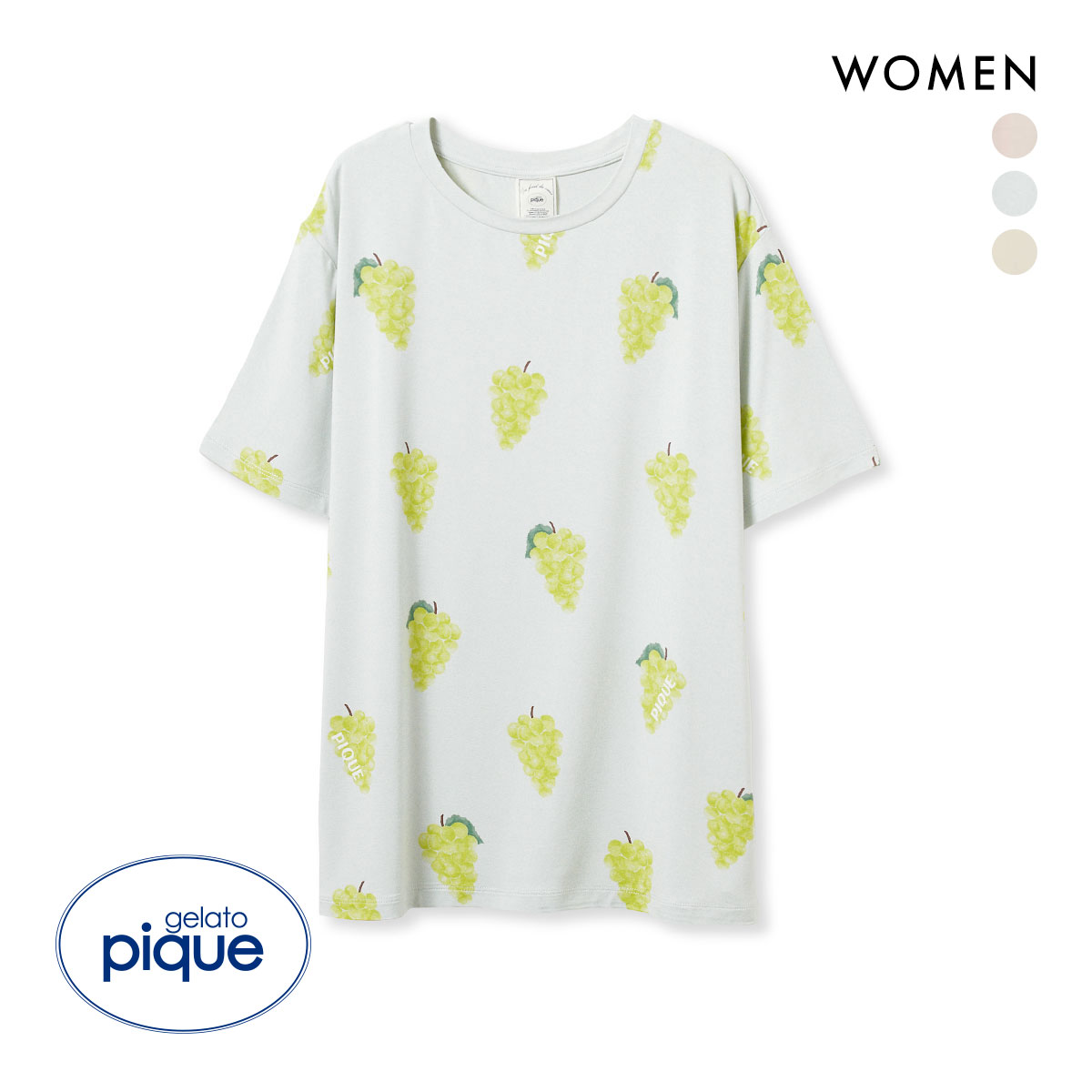 ジェラートピケ レディース 接触冷感 フルーツ柄Tシャツ ジェラピケ パジャマ ルームウェア gelato pique(MI-ミント-Free)
