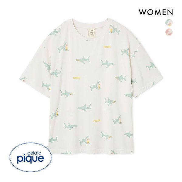 ジェラートピケ レディース 接触冷感 SHARK柄Tシャツ ジェラピケ パジャマ ルームウェア gelato pique