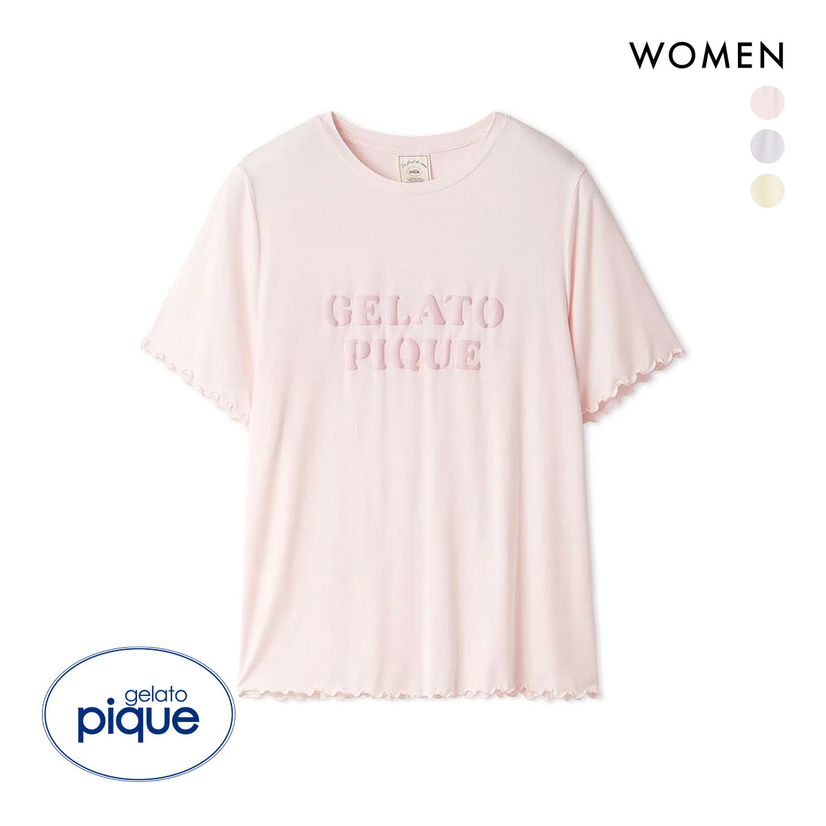 ジェラートピケ レディース 接触冷感 ロゴメローTシャツ ジェラピケ パジャマ ルームウェア gelato pique(PI-ピンク-Free)