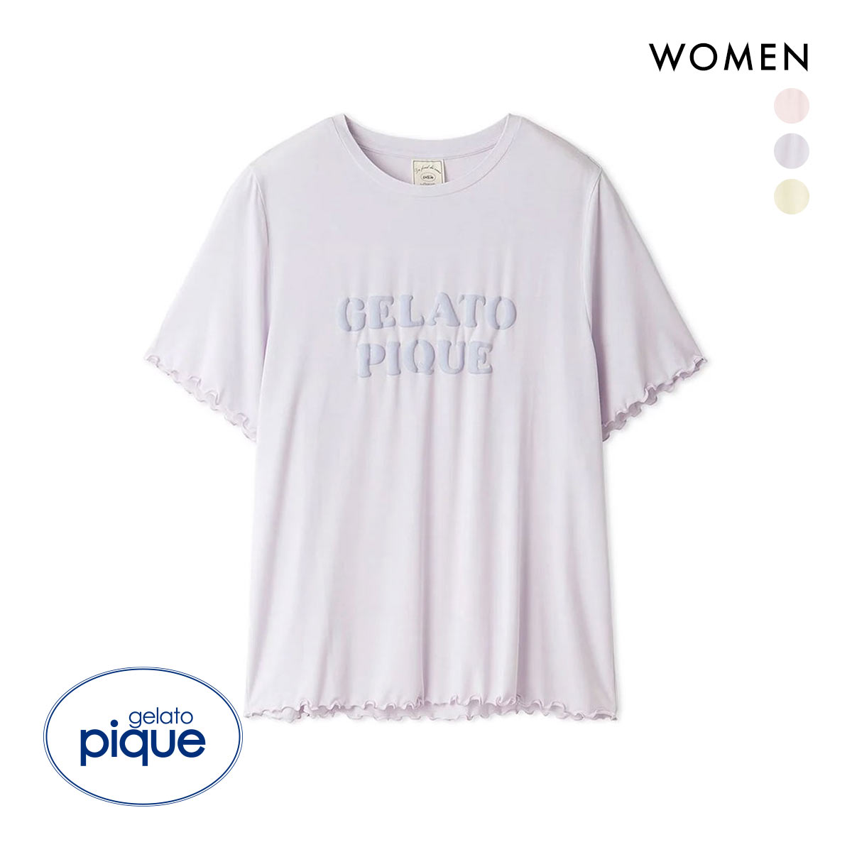 ジェラートピケ レディース 接触冷感 ロゴメローTシャツ ジェラピケ パジャマ ルームウェア gelato pique(PU-パープル-Free)