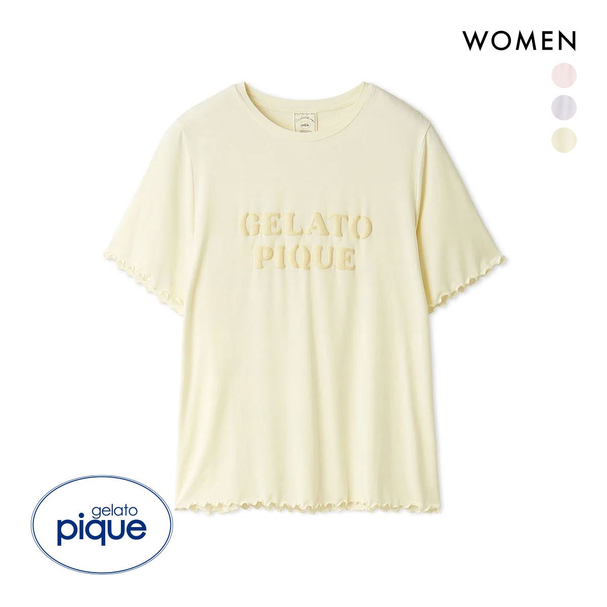 ジェラートピケ レディース 接触冷感 ロゴメローTシャツ ジェラピケ パジャマ ルームウェア gelato pique(YE-イエロー-Free)