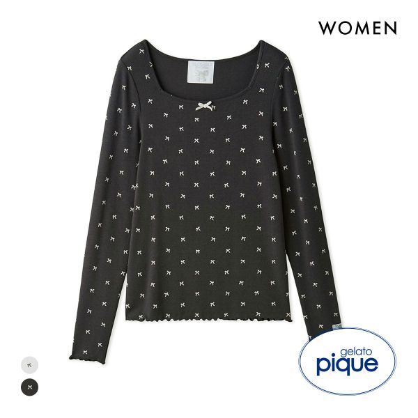 ジェラートピケ レディース HALLOWEEN 針抜きリボン柄プルオーバー ジェラピケ パジャマ ルームウェア gelato pique