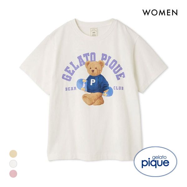ジェラートピケ レディース スポーティーベアワンポイントTシャツ ジェラピケ パジャマ ルームウェア gelato pique