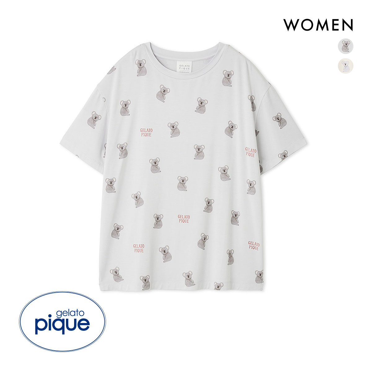 ジェラートピケ レディース コアラ柄Tシャツ ジェラピケ パジャマ ルームウェア gelato pique(GY-グレー-Free)