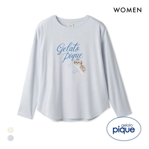 ジェラートピケ レディース シーズーワンポイントロングTシャツ ジェラピケ パジャマ ルームウェア gelato pique