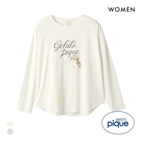 ジェラートピケ レディース シーズーワンポイントロングTシャツ ジェラピケ パジャマ ルームウェア gelato pique