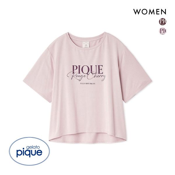 ジェラートピケ レディース 接触冷感 ルージュチェリーレーヨンロゴTシャツ ジェラピケ パジャマ gelato pique