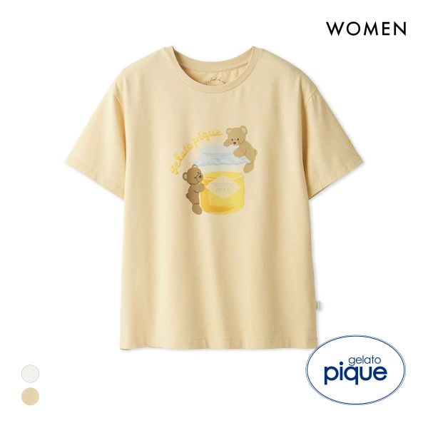 ジェラートピケ レディース はちみつベア柄ワンポイントTシャツ ジェラピケ パジャマ ルームウェア gelato pique