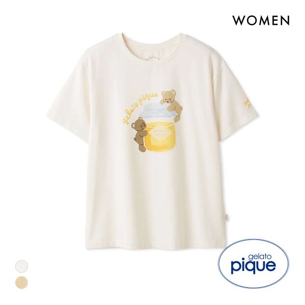 ジェラートピケ レディース はちみつベア柄ワンポイントTシャツ ジェラピケ パジャマ ルームウェア gelato pique