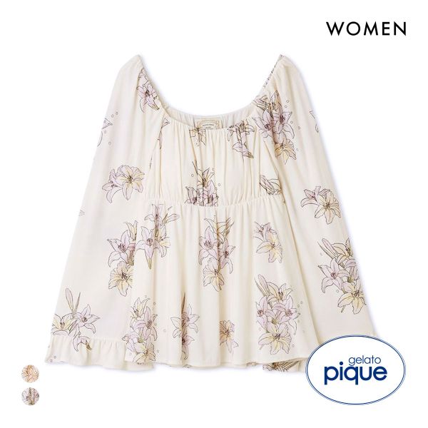 ジェラートピケ レディース MUCHA リリー柄カップインプルオーバー ミュシャ ジェラピケ パジャマ ルームウェア gelato pique