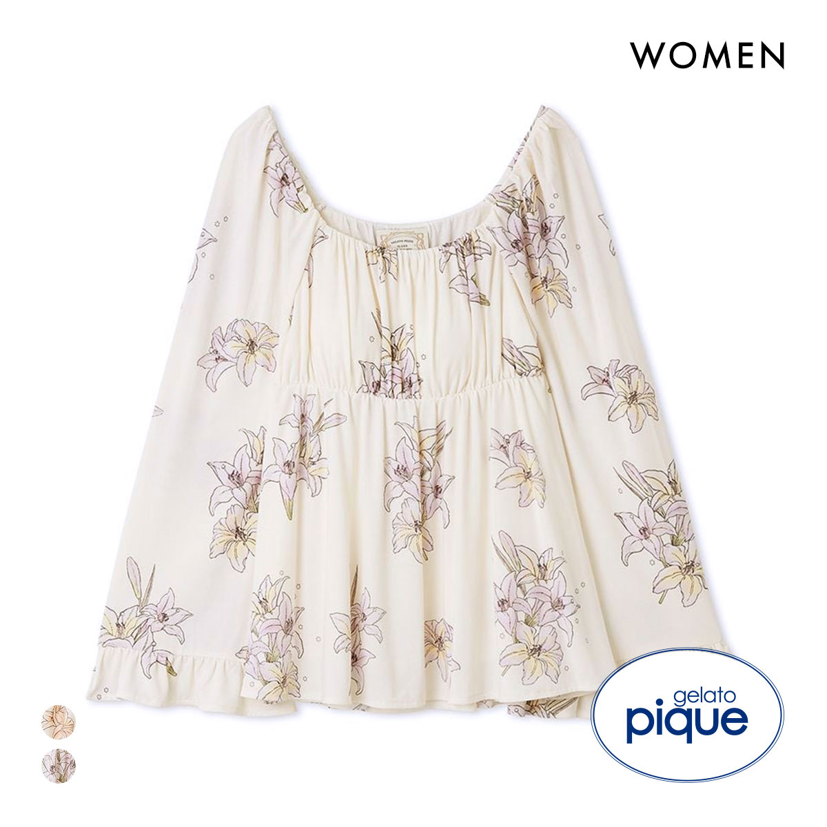 ジェラートピケ レディース MUCHA リリー柄カップインプルオーバー ミュシャ ジェラピケ パジャマ ルームウェア gelato pique(LV-ラベンダー-Free)