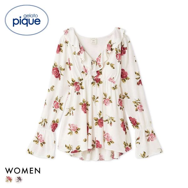 ジェラートピケ レディース ヴィンテージローズ柄プルオーバー ジェラピケ パジャマ ルームウェア gelato pique