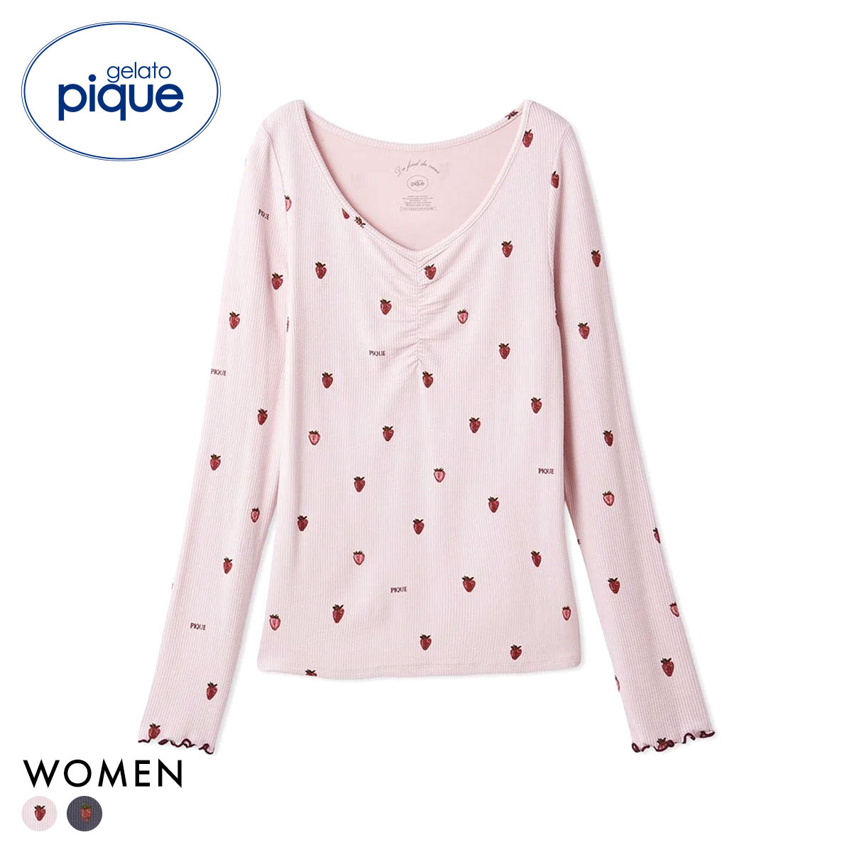 ジェラートピケ レディース レーヨンロゴロングTシャツ ジェラピケ パジャマ ルームウェア gelato pique(PI-ピンク-Free)