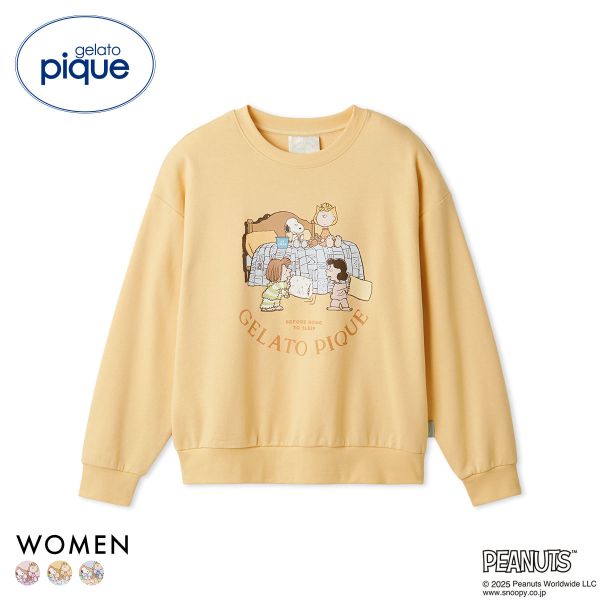ジェラートピケ レディース PEANUTS オリジナルアートワンポイント裏毛プルオーバー ジェラピケ パジャマ ルームウェア スヌーピー gelato pique