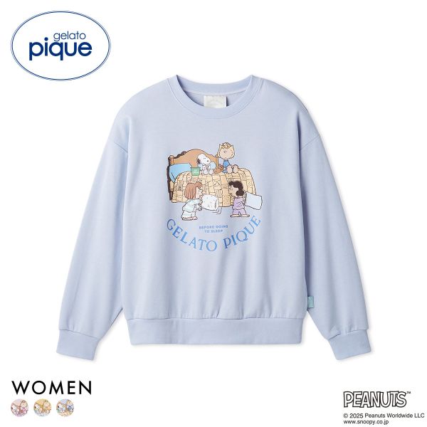 ジェラートピケ レディース PEANUTS オリジナルアートワンポイント裏毛プルオーバー ジェラピケ パジャマ ルームウェア スヌーピー gelato pique