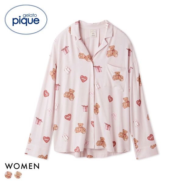 ジェラートピケ レディース フェイバリット総柄シャツ ジェラピケ パジャマ ルームウェア gelato pique